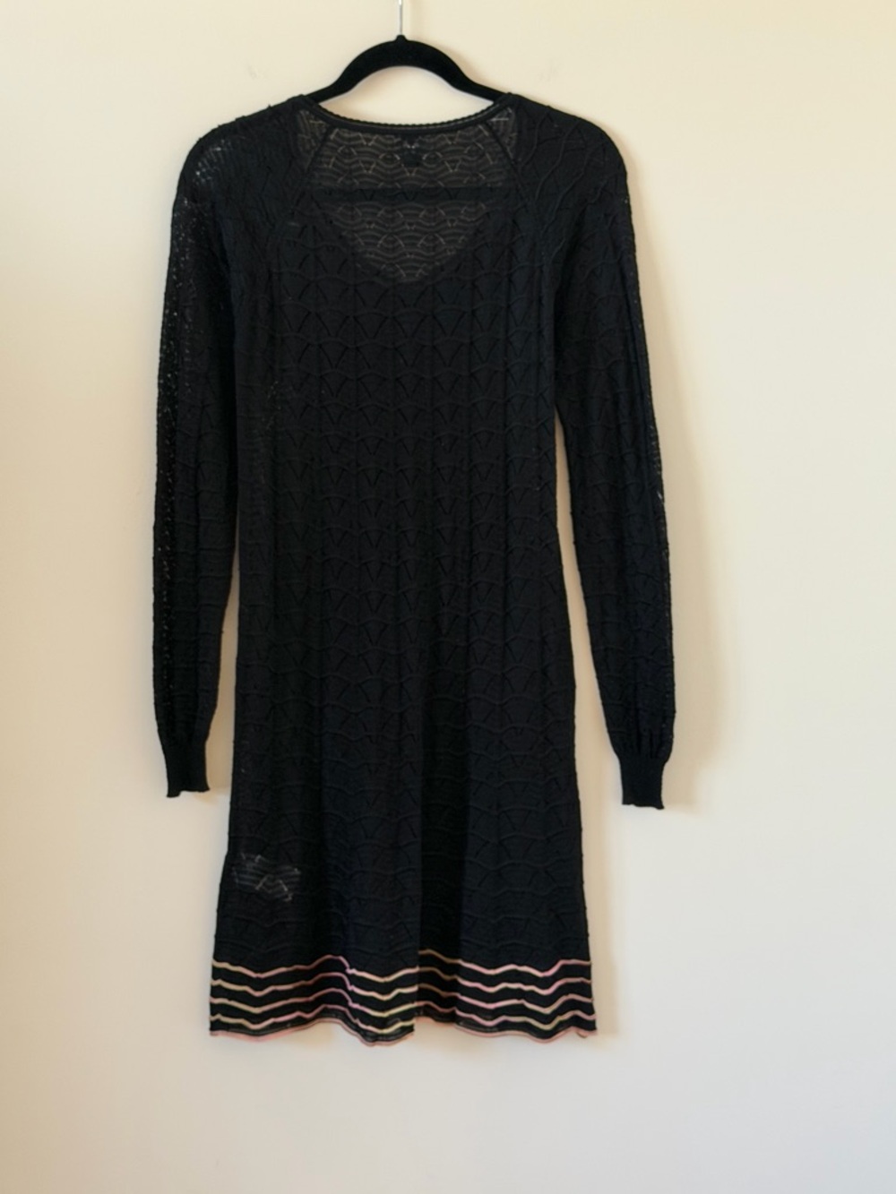 M Missoni Black Knit Dress V-Neck Long Sleeve Sheer Size M - Picture 7 of 12